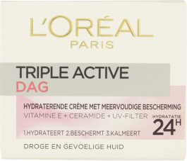 L’Oréal Paris Triple Active Hydraterende Dagcrème - Droge en Gevoelige huid - 50ml