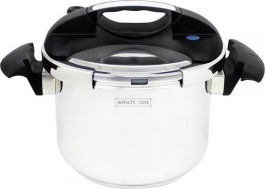 Royalty Line Snelkookpan - 6 Liter - Voor Alle Warmtebronnen - Pressure Cooker - RVS - Inductie - Instant koken - Eenhandig Mechanisme - Zilver