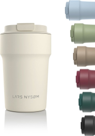 LARS NYSØM - 'Bevægelse' Thermo Coffee Mug-to-go 380ml - BPA-vrij met Isolatie - Lekvrije Roestvrijstalen Theemok - Buttercream