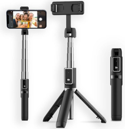 iMoshion 2 in 1 Selfie Stick - Selfie Stick met Statief - Tripod - Afstandsbediening en 360 graden draaien - Universele Selfie Stick voor Samsung en iPhone - 67 cm