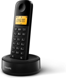 Philips D1601B/01- Draadloze DECT-telefoon met 1 handset, groot display (4,1 cm) en nummerherkenning - Zwart