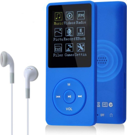 DynaBright MP3 speler Bluetooth - Met Nederlandse Gebruiksaanwijzing - 32GB Memory Card - Blauw - Mp3/Mp4 - FM Radio - Mp3 Speler - Incl Oortjes - Mp3 speler Met Radio - Voice Recorder/Ebook/Alarm Clock/ Stopwatch/opnemen